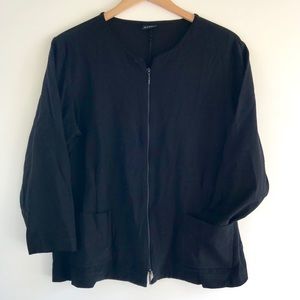 Eileen Fisher washable crepe zip front jacket